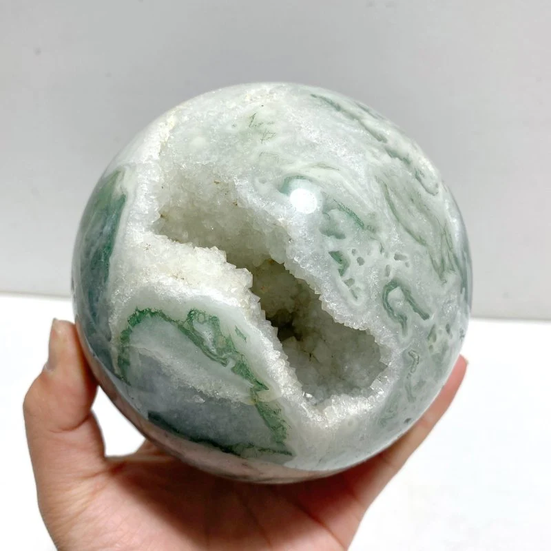 12 Pieces Geode Druzy Moss Agate Spheres - Image 7