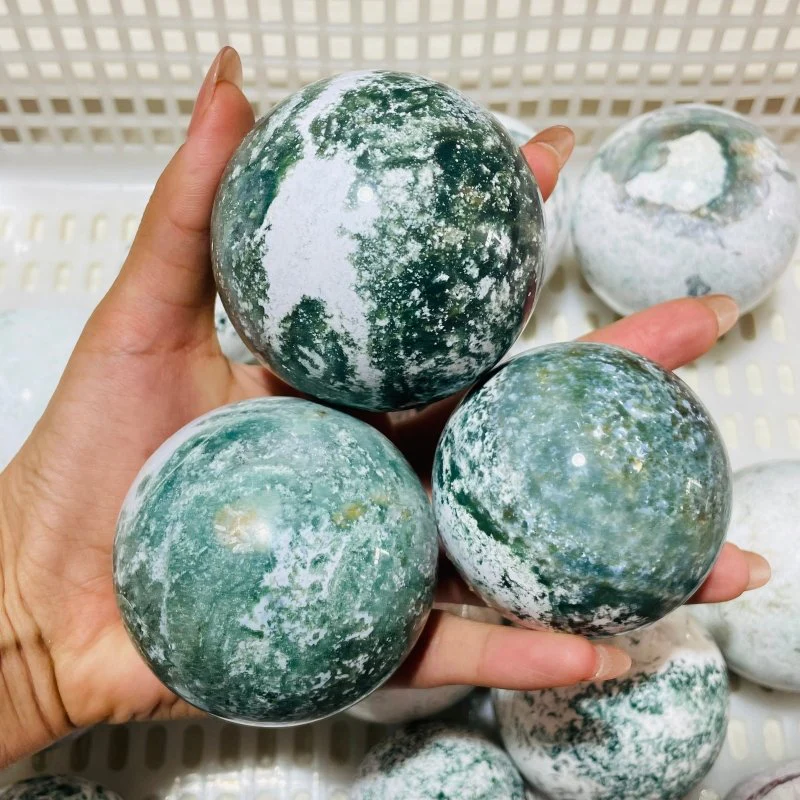 21 Pieces White Moss Agate Spheres Clearance - Image 4