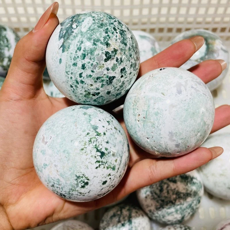 21 Pieces White Moss Agate Spheres Clearance - Image 5