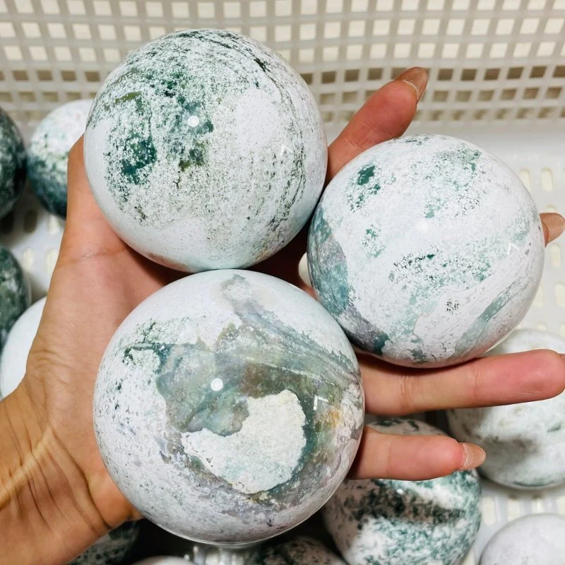 21 Pieces White Moss Agate Spheres Clearance - Image 7
