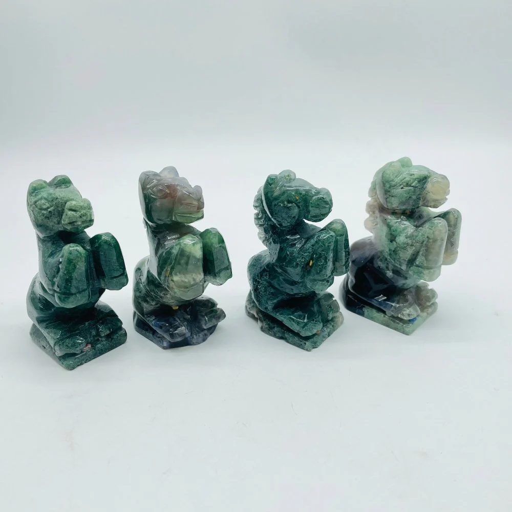 Moss Agate Stand Horse Carving Animals Wholesale - Image 2