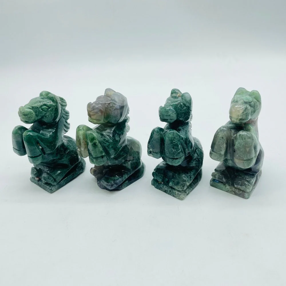 Moss Agate Stand Horse Carving Animals Wholesale - Image 4