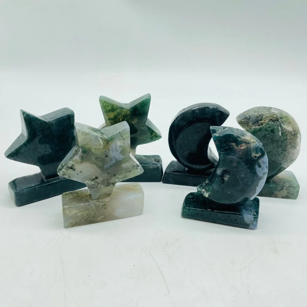 Moss Agate Stand Star&Moon Wholesale