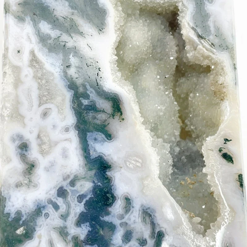 4 Pieces Large Geode Druzy Moss Agate Four-Sided Points - Image 10