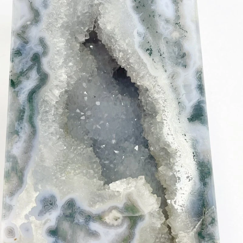 4 Pieces Large Geode Druzy Moss Agate Four-Sided Points - Image 8