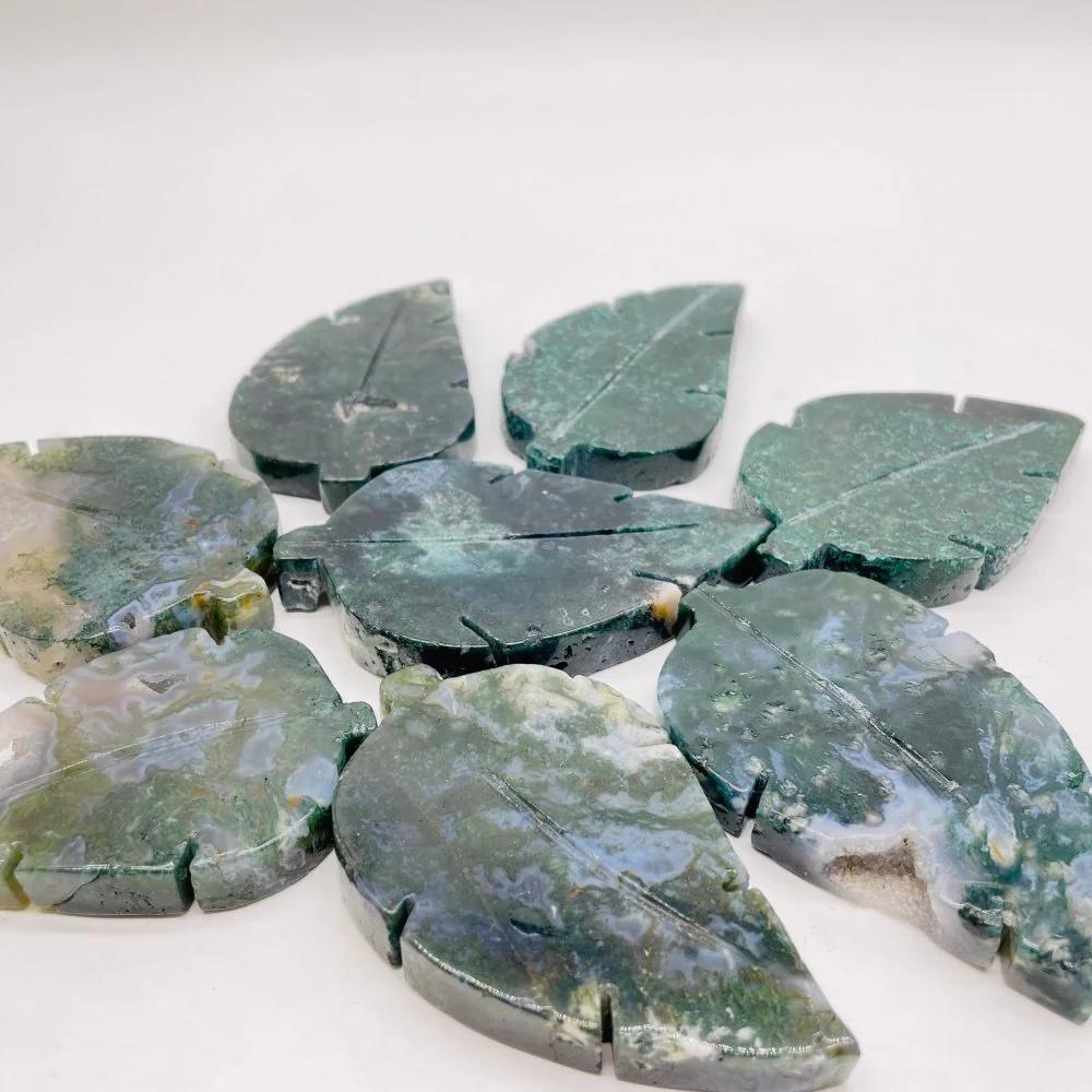 Moss Agate Tree Leaf Carving Wholesale - Image 2