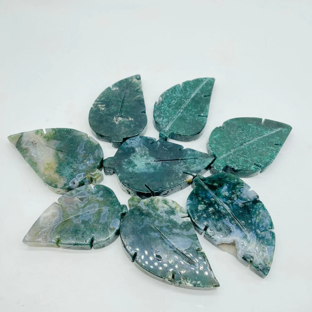 Moss Agate Tree Leaf Carving Wholesale - Image 3