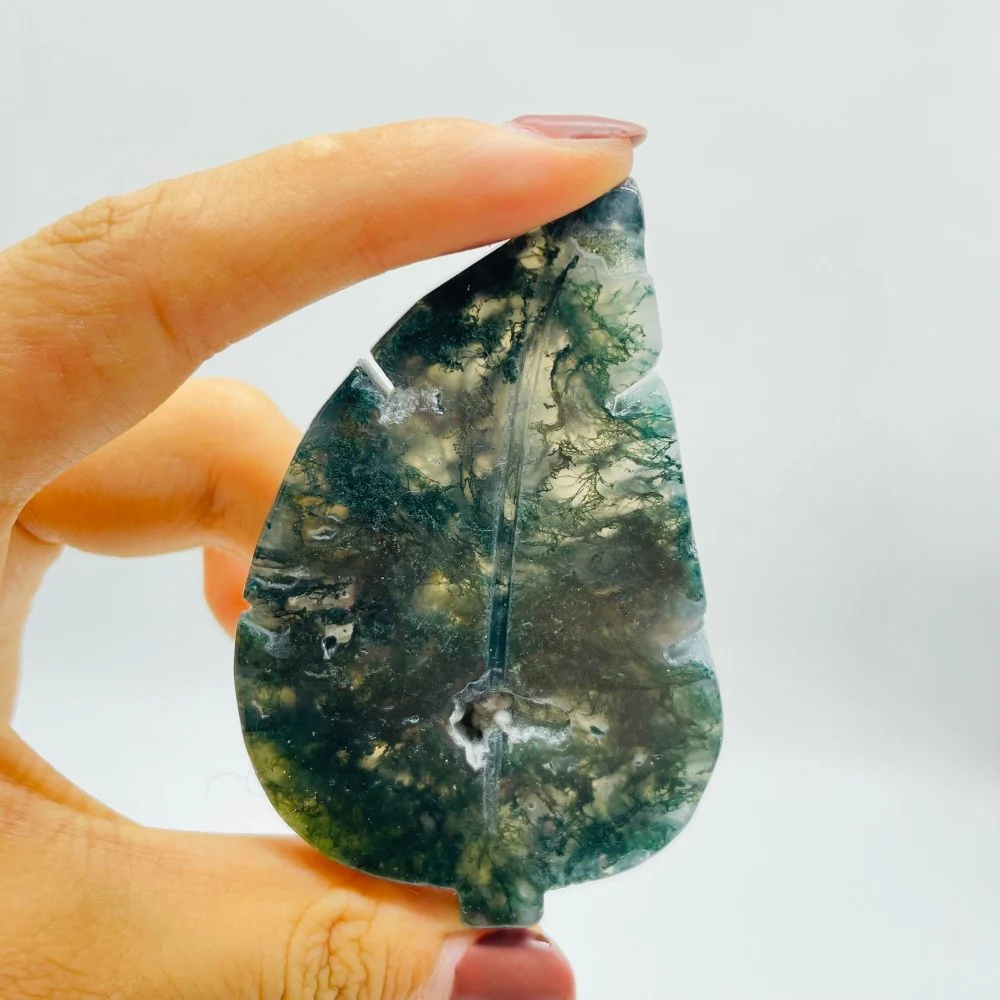 Moss Agate Tree Leaf Carving Wholesale - Image 4