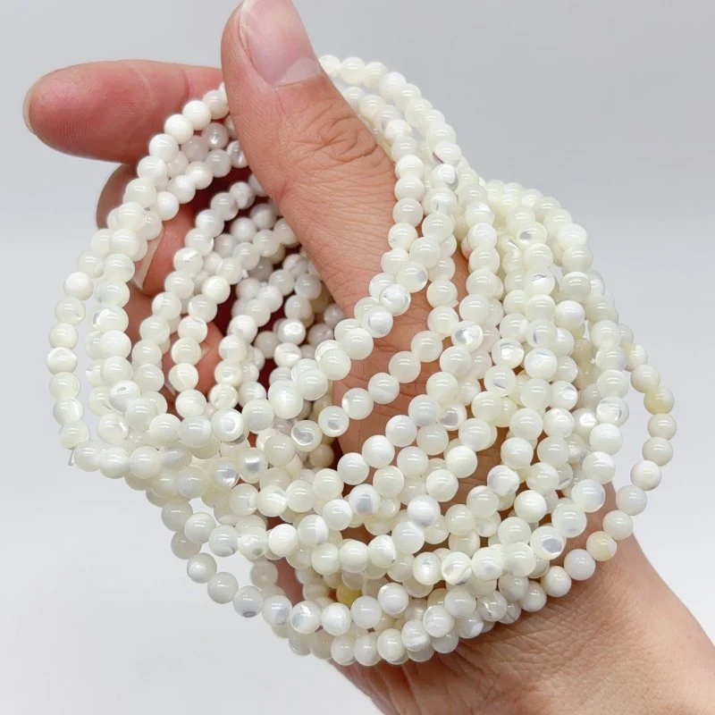 White Mother of Pearl Mop Shell Round Shells Bracelet Wholesale - Image 3