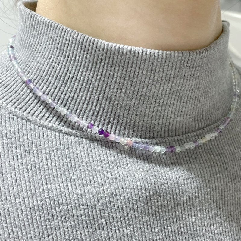 13 Types Multi-Faceted Crystal Flash Necklace Mini Beads Fluorite Amethyst Wholesale - Image 12