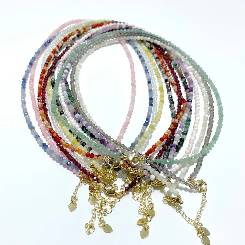 Multi-Faceted Crystal Flash Bead Necklace Garnet Lepidolite Wholesale - Image 14