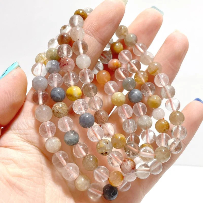 Mixed Color Rutile Quartz Rabbit Hair Garden Quartz Bracelets Wholesale