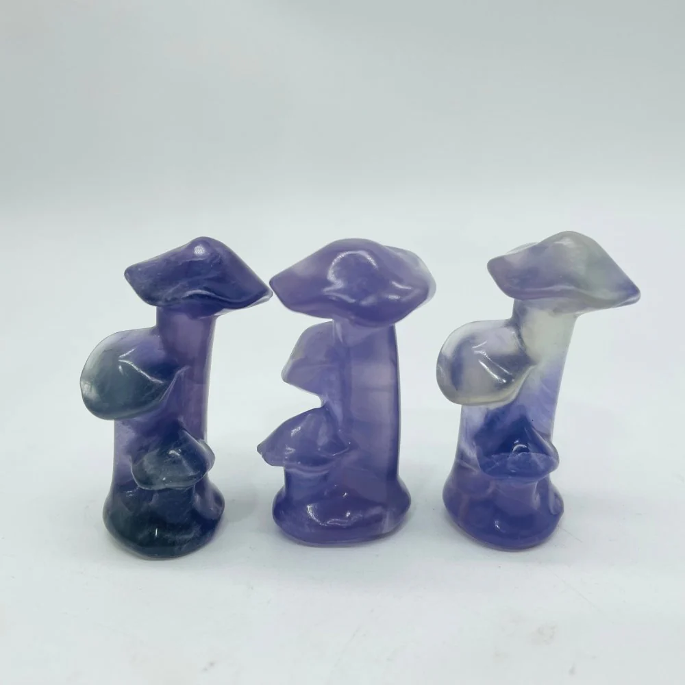 Mushroom Tree Moss Agate&Fluorite Carving Wholesale - Image 2