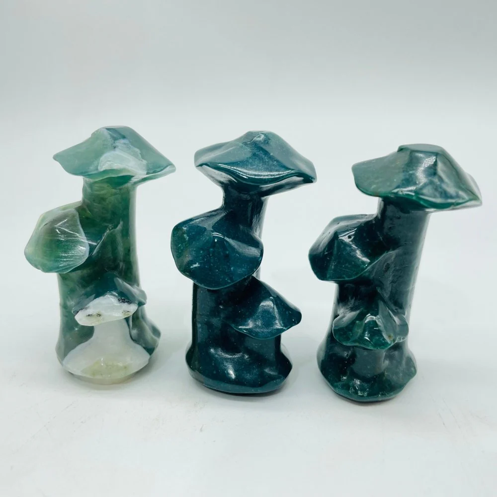 Mushroom Tree Moss Agate&Fluorite Carving Wholesale - Image 3