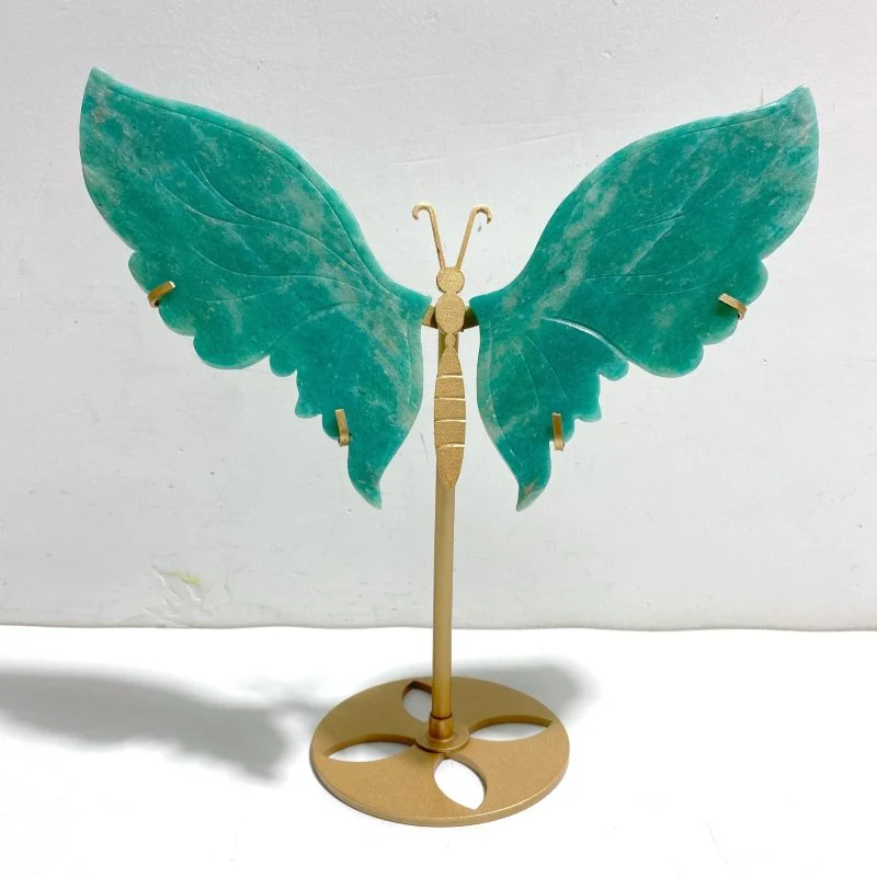 Natural Amazonite Butterfly Carving Wing With Stand