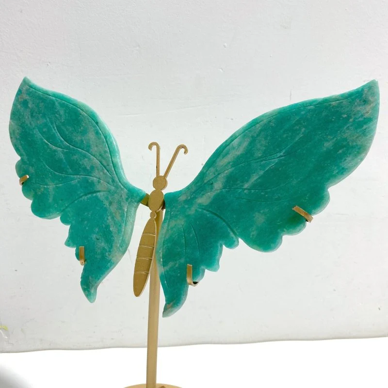 Natural Amazonite Butterfly Carving Wing With Stand - Image 2