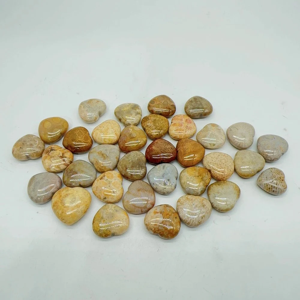 Natural Coral Jade Stone Heart Wholesale - Image 3