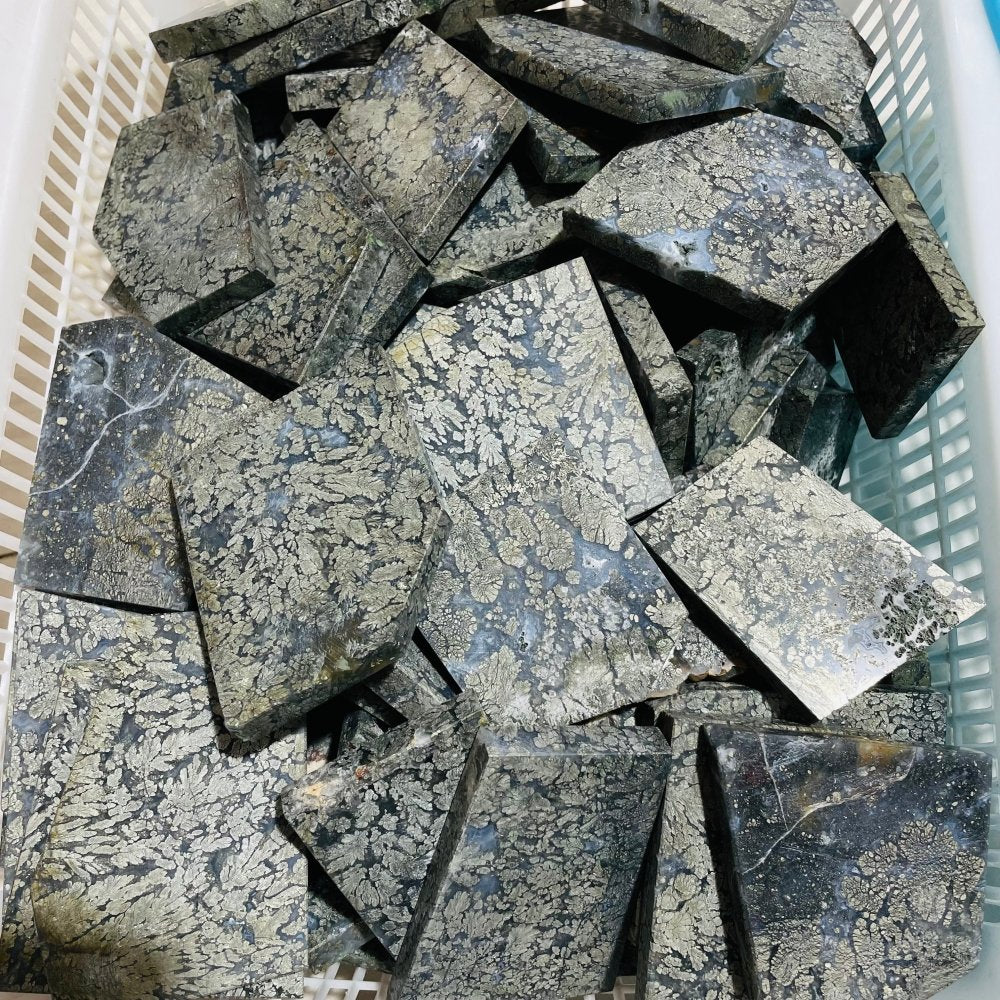 Natural Free Form Pyrite Flowers Symbiosis Mixed Agate Slab Wholesale - Image 3