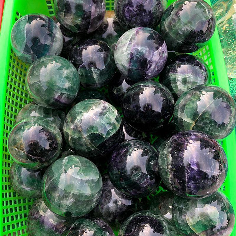 Green And Purple Fluorite Crystal Sphere - Image 5