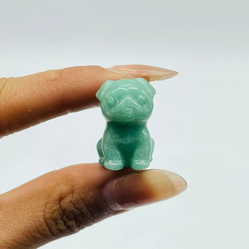 Natural Green Aventurine Pug Dog Carving Wholesale - Image 2