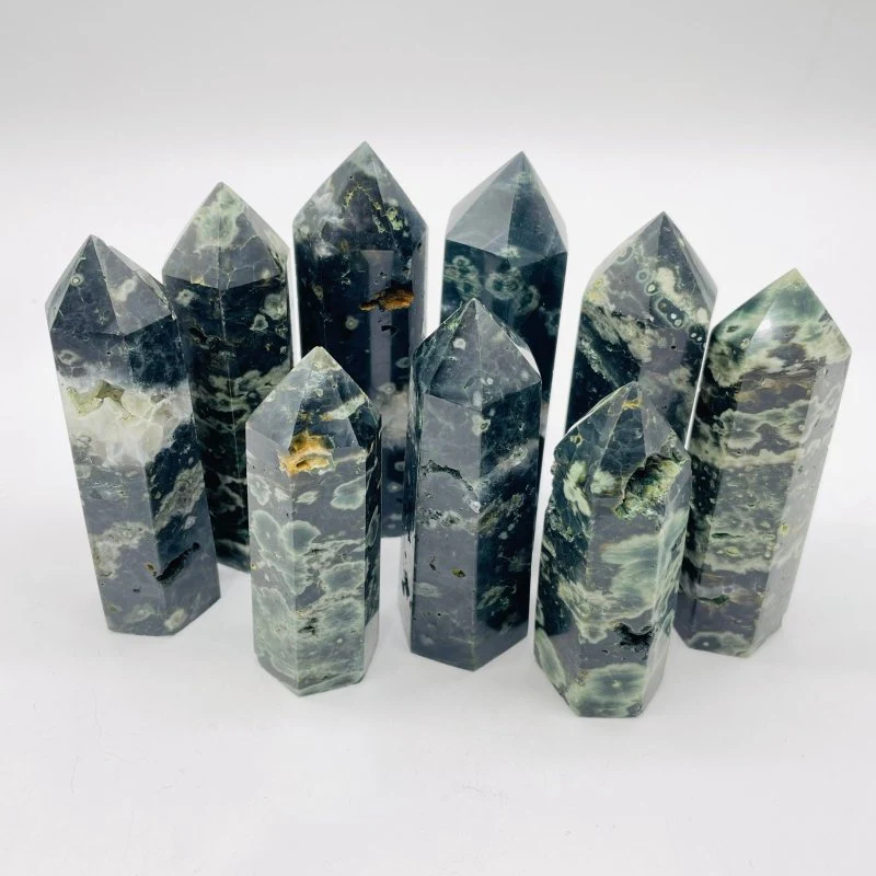 Natural Green Sea Ocean Jasper Tower Points Wholesale - Image 2