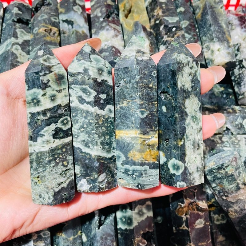 Natural Green Sea Ocean Jasper Tower Points Wholesale - Image 4