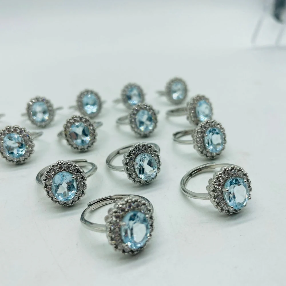 Natural Heat Treatment Blue Topaz Ring Wholesale - Image 3