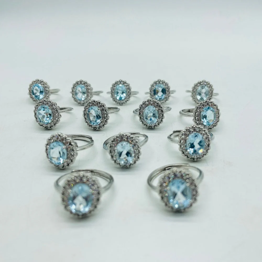 Natural Heat Treatment Blue Topaz Ring Wholesale - Image 4