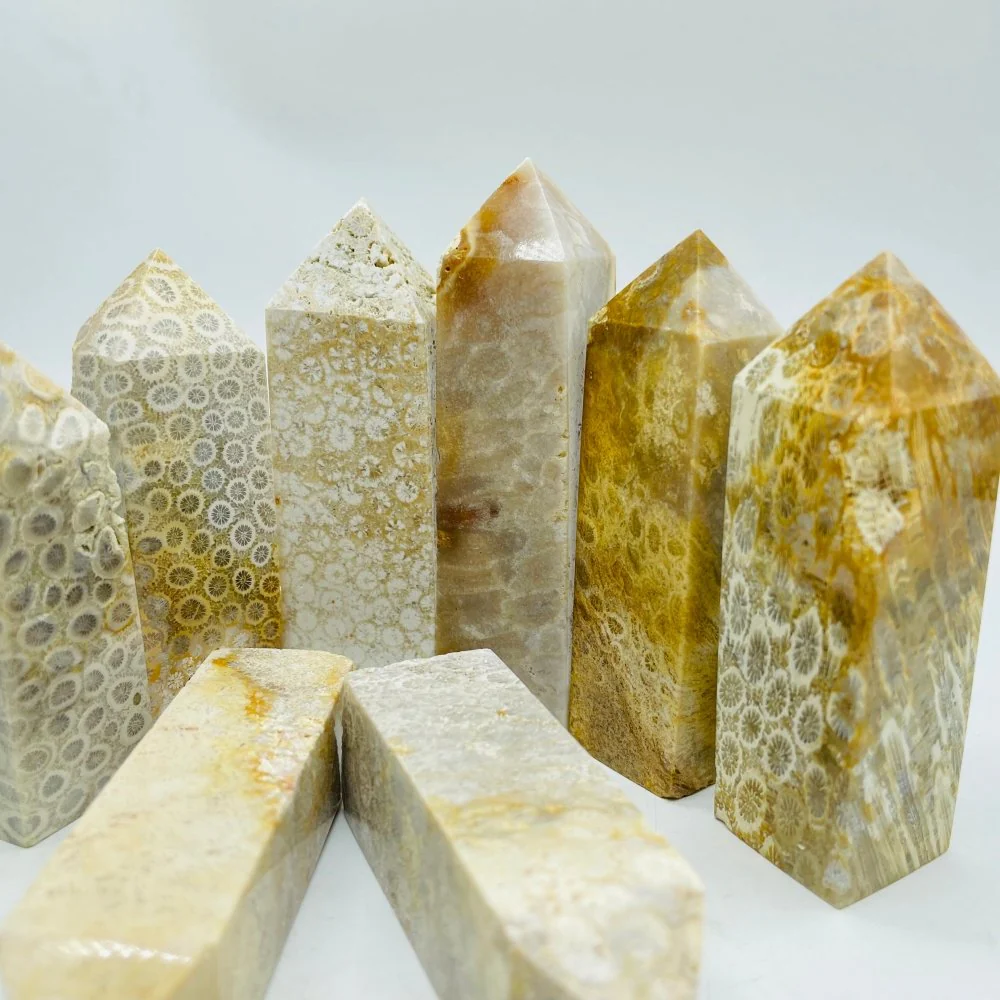 Natural Coral Jade Four-Sided Tower Point Wholesale - Image 3