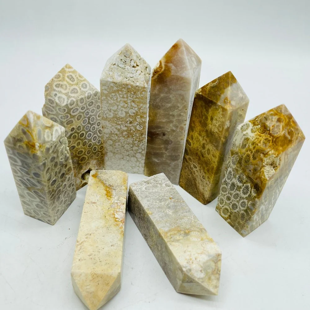 Natural Coral Jade Four-Sided Tower Point Wholesale - Image 4