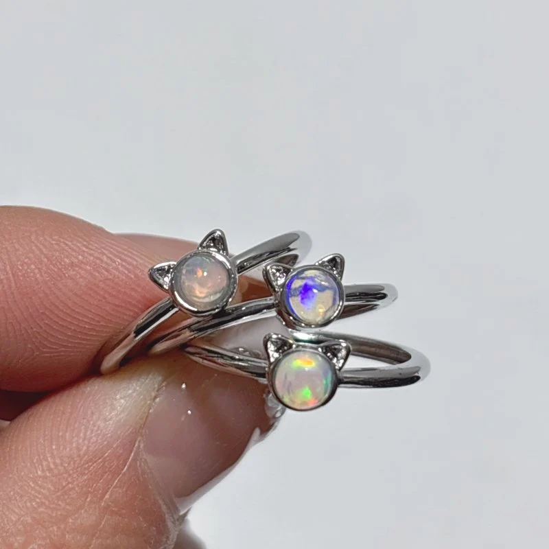 Natural Opal Crystal Ring Cat Head Shape Wholesale - Image 3