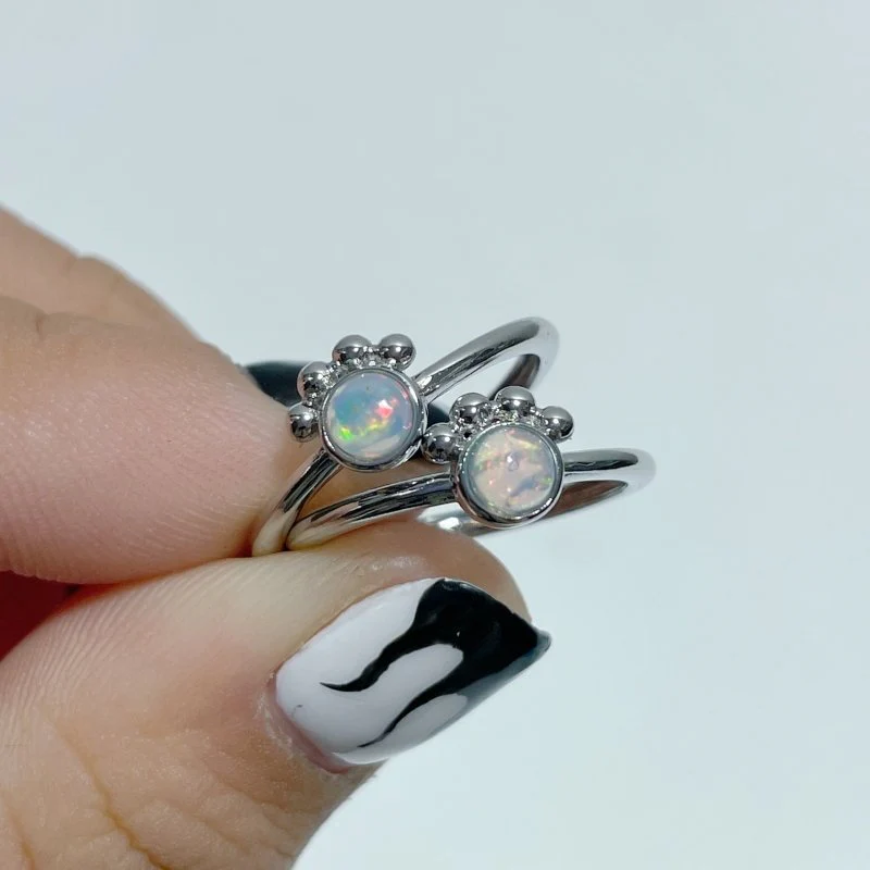 Natural Opal Crystal Ring Cat Paw Shape Wholesale
