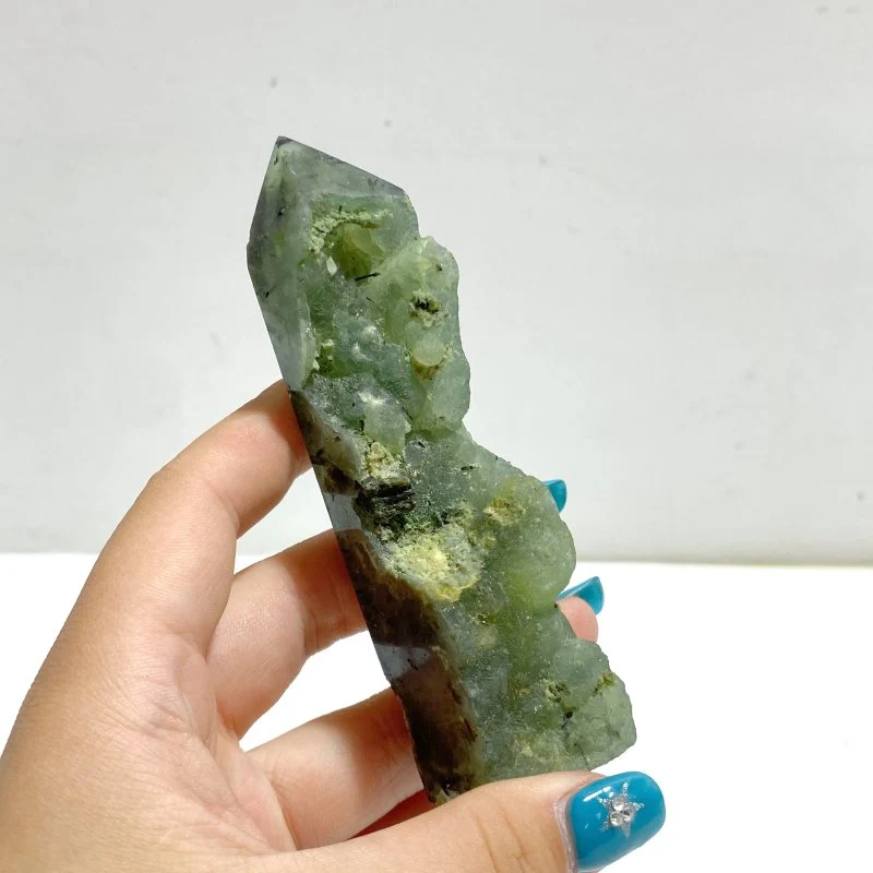 Natural Prehnite Tower One Side Raw Points Wholesale - Image 6