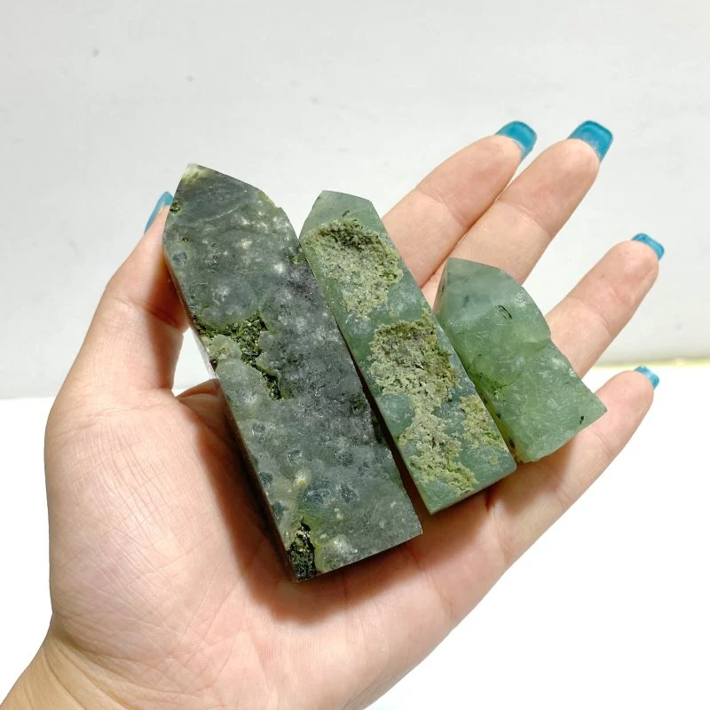 Natural Prehnite Tower One Side Raw Points Wholesale - Image 7