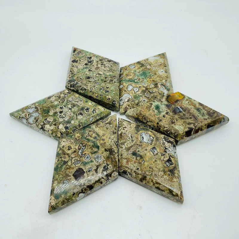 Natural Rainforest Jasper Rhombus Shaped Carving Wholesale