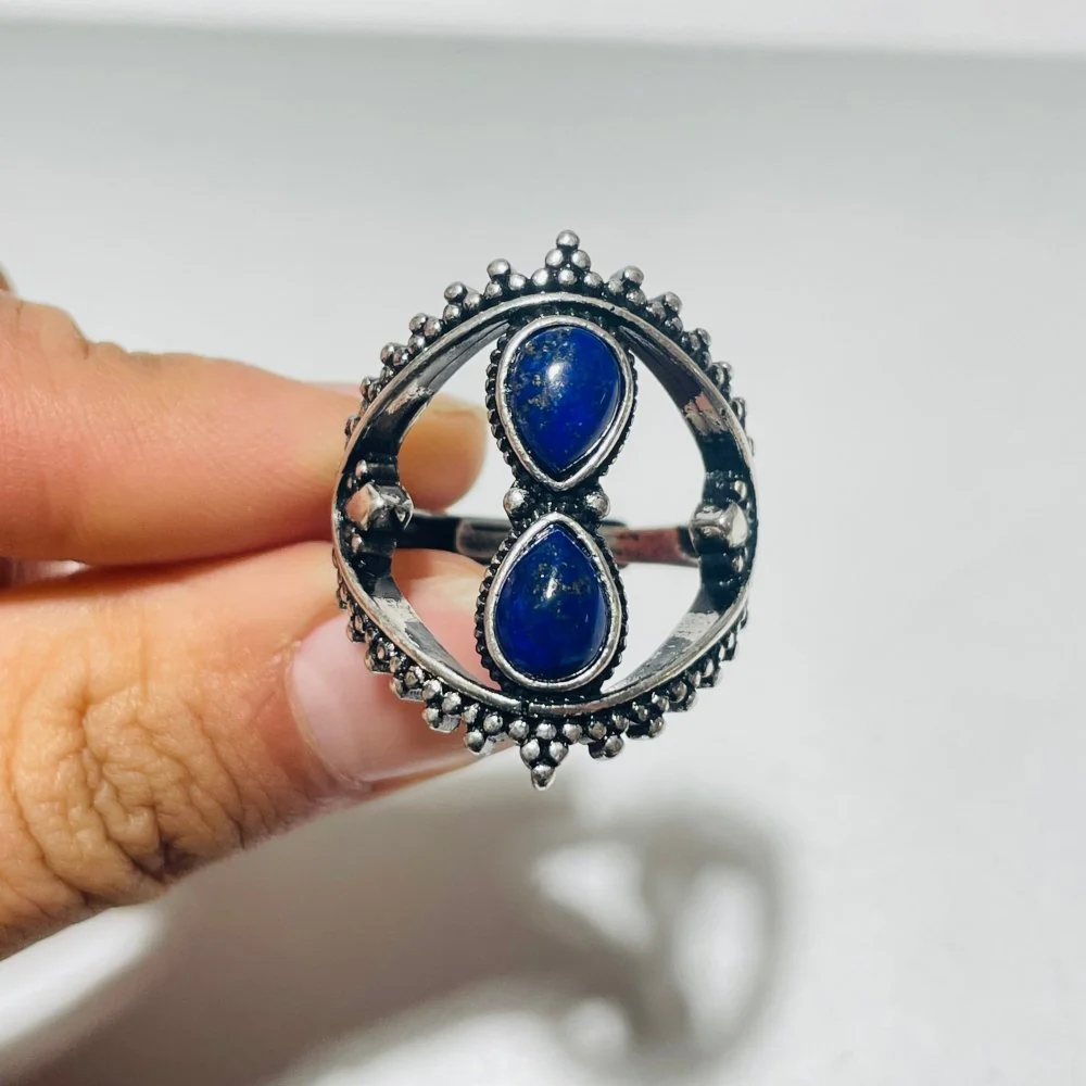 Hourglass Shape Ring Moonstone Lapis Lazuli Wholesale - Image 3