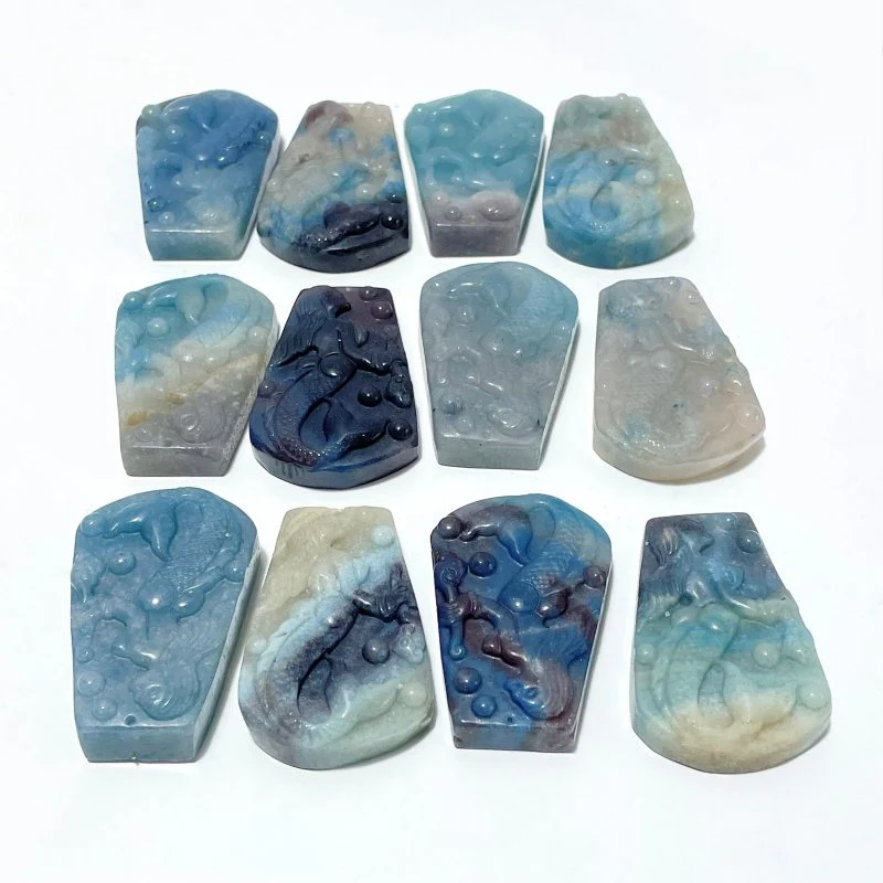 12 Pieces Natural Trolleite Stone Mermaid Carving
