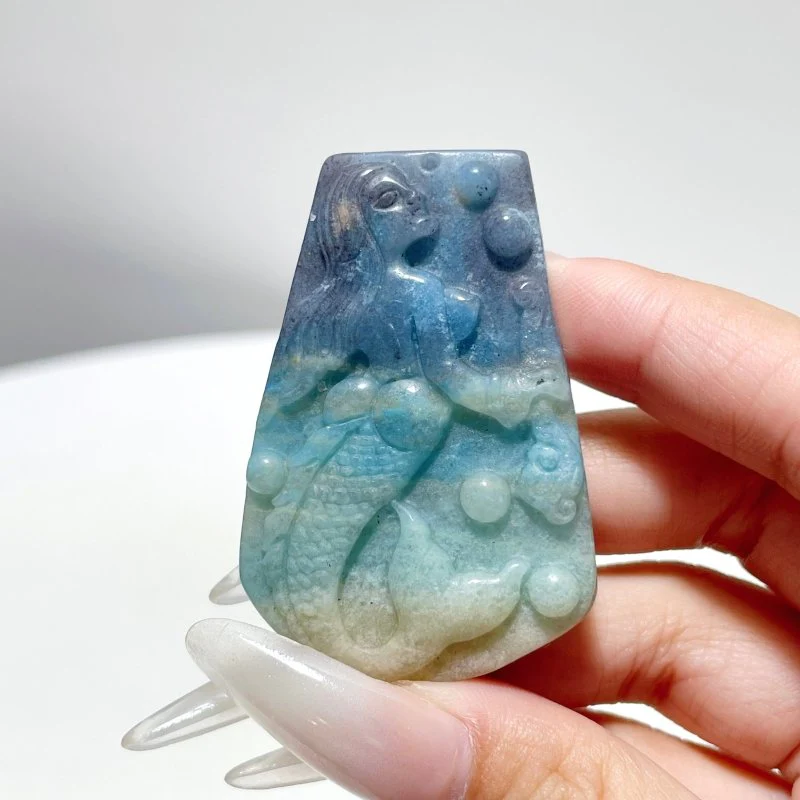 12 Pieces Natural Trolleite Stone Mermaid Carving - Image 2