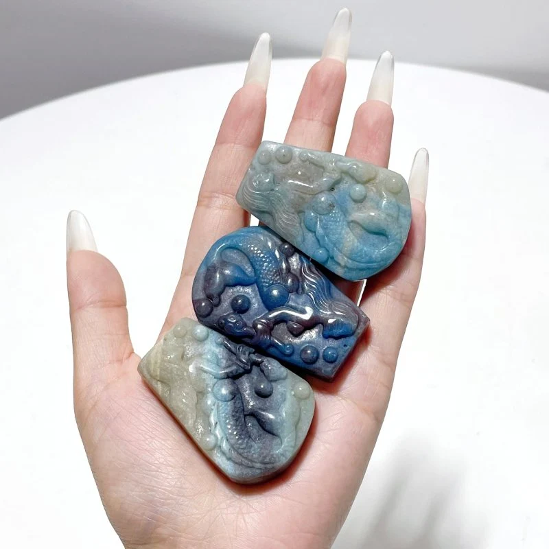 12 Pieces Natural Trolleite Stone Mermaid Carving - Image 4