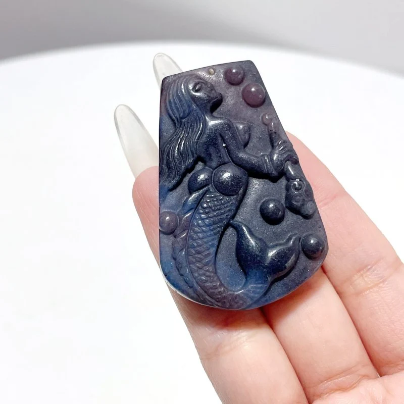 12 Pieces Natural Trolleite Stone Mermaid Carving - Image 5