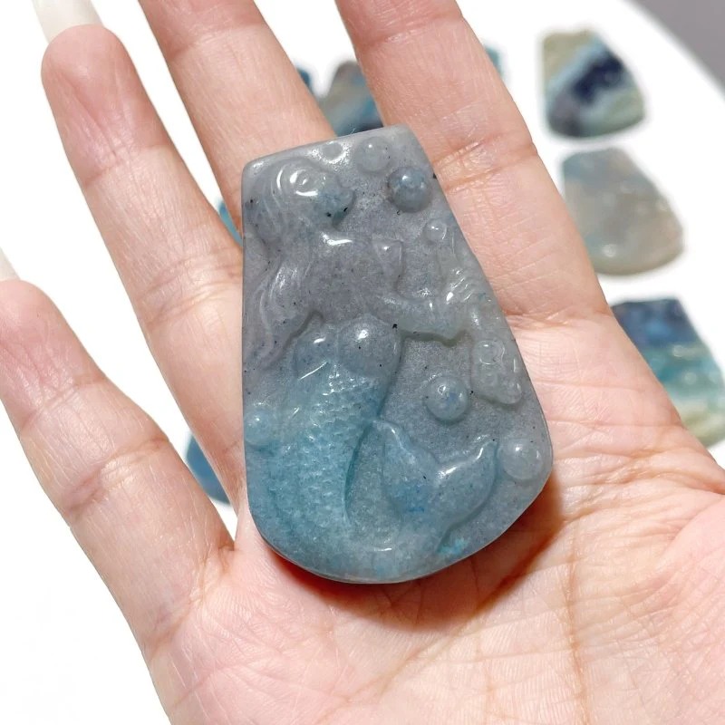 12 Pieces Natural Trolleite Stone Mermaid Carving - Image 6
