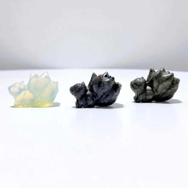 9 Types Nine-Tailed Fox Carving Wholesale Pink Opal Yooperlite - Image 2