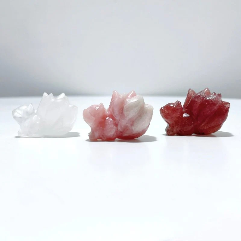 9 Types Nine-Tailed Fox Carving Wholesale Pink Opal Yooperlite - Image 3