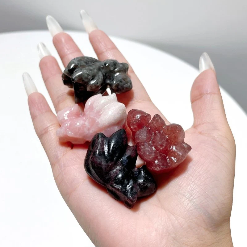 9 Types Nine-Tailed Fox Carving Wholesale Pink Opal Yooperlite - Image 6