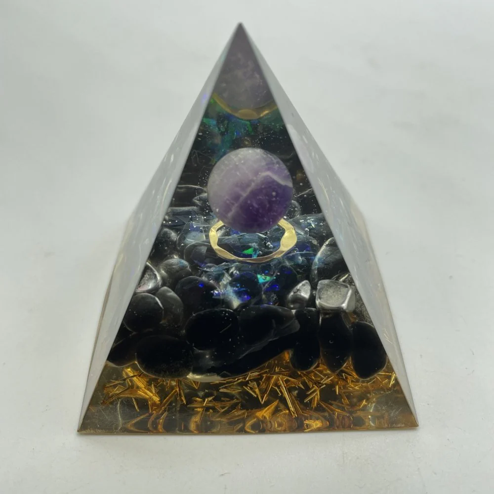 Obsidian Amethyst Orgone Pyramid Wholesale - Image 3