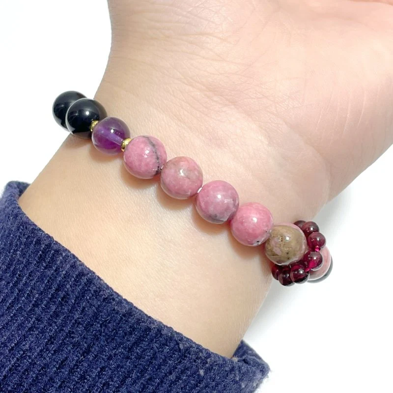 Obsidian Amethyst Rhodonite Mixed Garnet DIY Bracelet Wholesale Original Design - Image 2