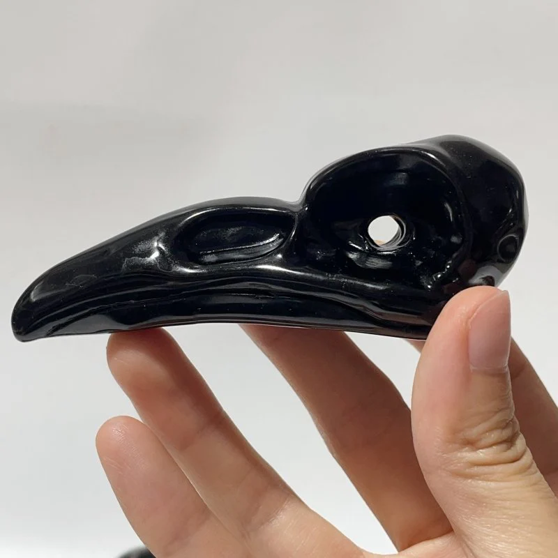 Obsidian Crow Skull Carving Wholesale - Image 3