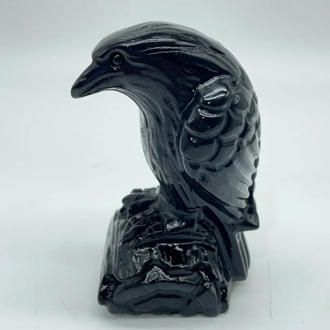 Obsidian Eagle Standing On The Wood Carving Wholesale