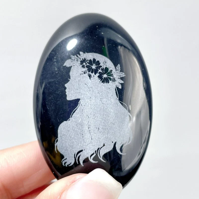 Black Obsidian Engraved Mermaid Palm 24 Designs Wholesale - Image 5