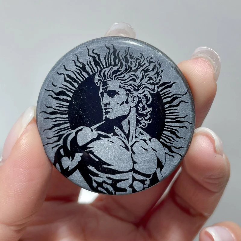 Obsidian Engraved Twelve Olympians Round Slices DIY Accessories Wholesale - Image 10